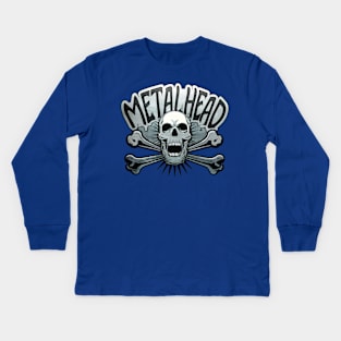 Metalhead Skull & Crossbones for Men & Women Kids Long Sleeve T-Shirt